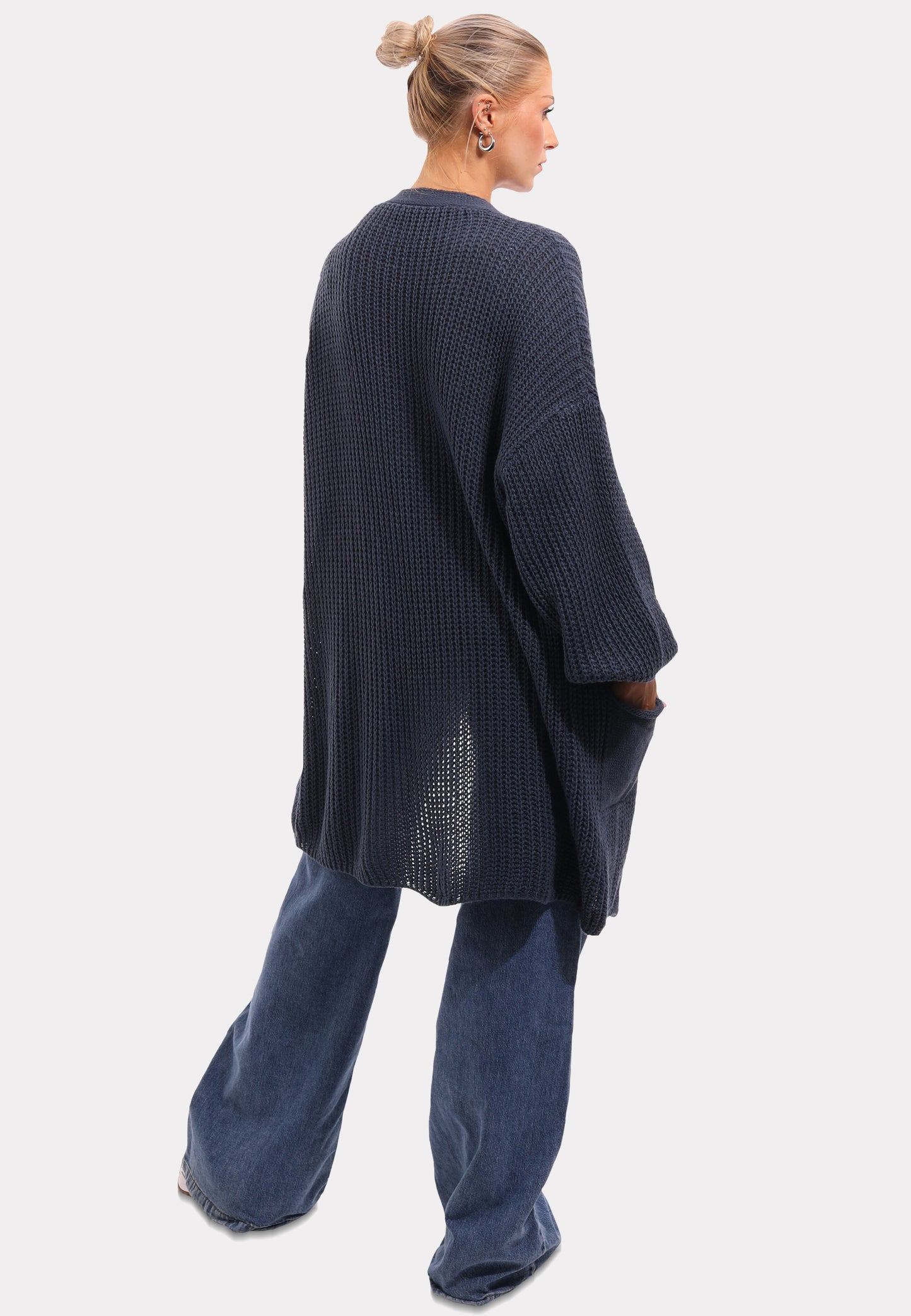 Cardigan mit Taschen in Unifarbe