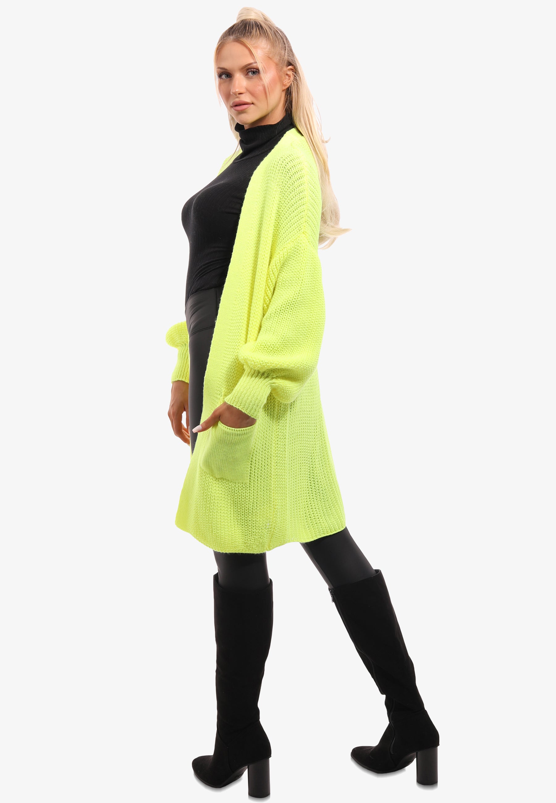 Cardigan mit Taschen in Unifarbe – YC Fashion Style