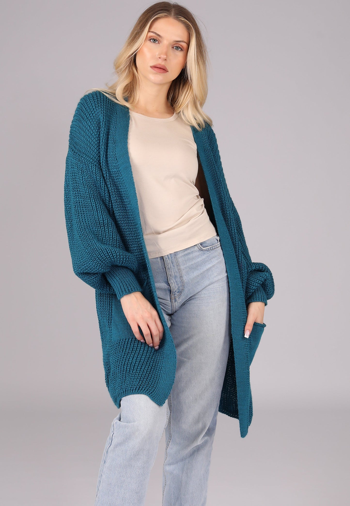 "Herbstlicher Damen-Cardigan – Gemütlicher Strickjacke mit Taschen"
