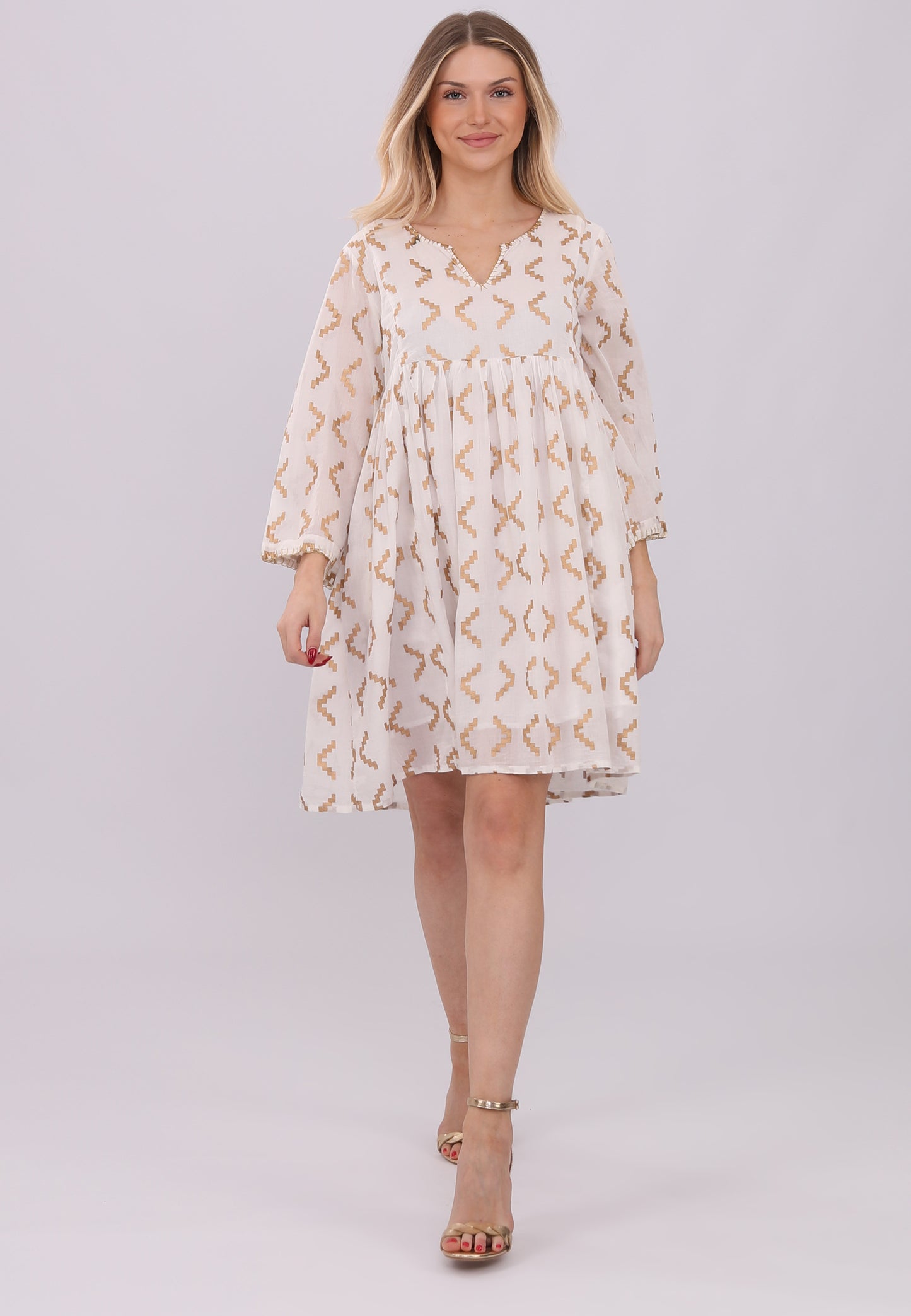 Sommerkleid mit Goldschimmer – Elegantes Partykleid aus 100% Baumwolle
