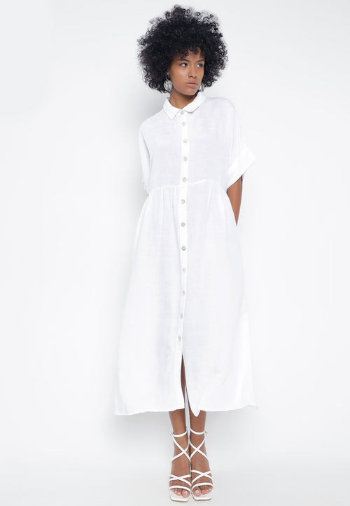 Sommerkleid Boho Oversize Leinen - Kleid Plus-Size Basic