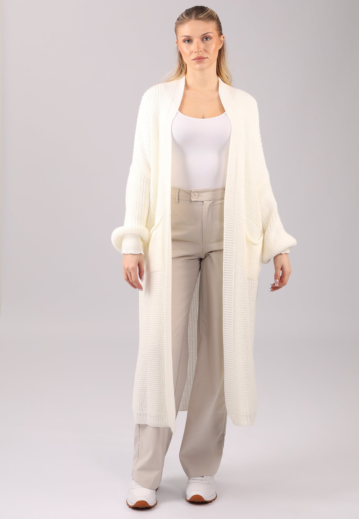 Basic Strickjacke Cardigan Verschlusslos mit Einschubtaschen