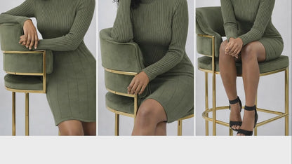 Elegantes Strickkleid – One Size (Gr. 34–42)  Khaki